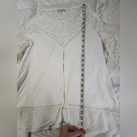 Sandro Paris Women Blouse Cream With Lace Sz Medium - Picture 6 of 7